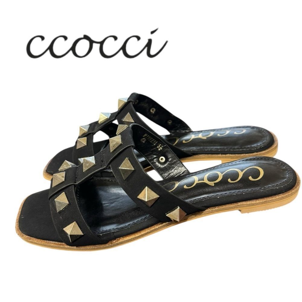 New Ccocci Minerva Women's Black Studded Slide Sandals 5.5 6 7.5